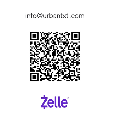 Zelle QR code for URBAN TXT: info@urbantxt.com